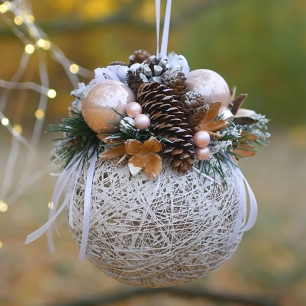 Создаем елочный шар из ниток «Новогоднее чудо»