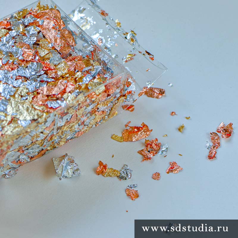 Поталь в хлопьях Поталь в хлопьях разноцветная