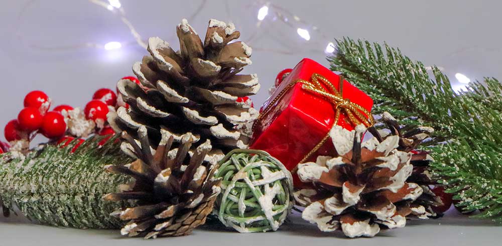 Новогодний декор из окрашенных вручную шишек