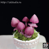 Грибы из полимерной глины, кукольная миниатюра